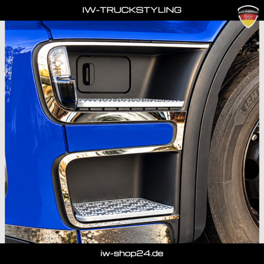 Spiegelpolierte Edelstahl-Trittstufeneinfassung für Mercedes-Benz Actros L ProCabin