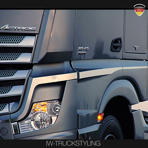 Edelstahl Applikation für die Stoßstange des Mercedes Benz Actros LH
